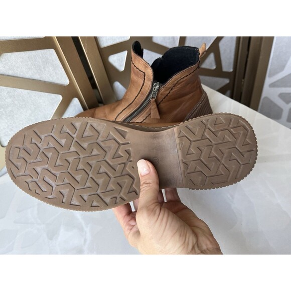 SPRING STEP KELKO Zip Flat Ankle BOOTS Bootie Leather Tan Sz 41 Us 9.5 10 - Picture 14 of 14